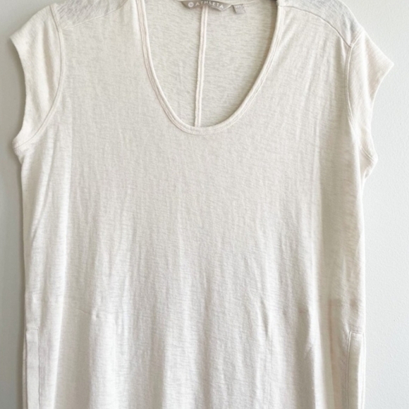 Athleta Semi-Sheer Martinique Maxi Soft Drapey Pockets Dress Asiago Ivory Size M - Picture 4 of 13